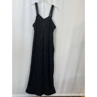 Lawrence Kazar Dress Size Lg Black 100% Silk Beaded Formal Evening Gown Vintage - Image 1 of 4