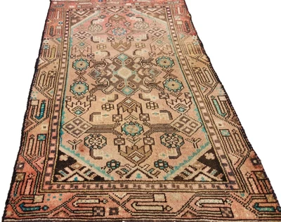 3'7"x2'2" ANTIQUE HAND KNOTTED CAUCASIAN KAZAK SERAPE TRIBAL WOOL RUG RUNNER - Image 1 of 4