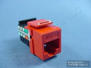 10 Keystone Cat 5e Orange Jack Insert Fits Leviton Quickport MIGK52-OR - Afbeelding 1 van 6