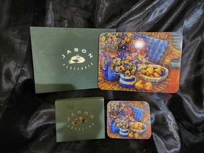 Vintage Jason Placemats Set of 6 w/Coasters Cork Back  By: Wendy Wooden Floral - Image 1 of 4