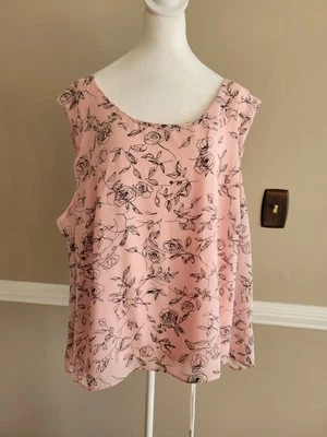 Top Dana Kay Rosa Sin Mangas con Estampado Floral Negro Talla 30w  Foto 1 de 4