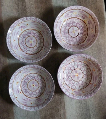 Juego de 4 tazones de sopa de cereal lavanda lila Temptations By Tara Old World 7,5" Foto 1 de 4