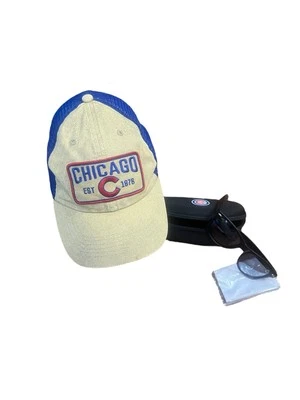Chicago Cubs ‘47 OSFM Cap & NEW Maxx/mlbp 2017 Cubs glasses W/Case Set - Image 1 of 4