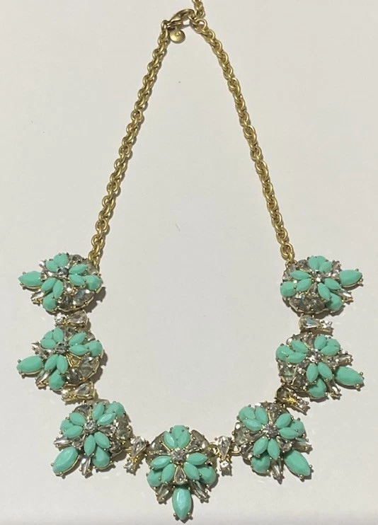 Collar J.Crew Verde Lima Cabujón Cristal Punta Firmado Foto 1 de 3