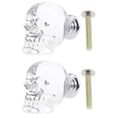 2pcs Delicate Glass Knob Handle Skull Head Handle Furniture Handle Replacement - Image 1 of 4