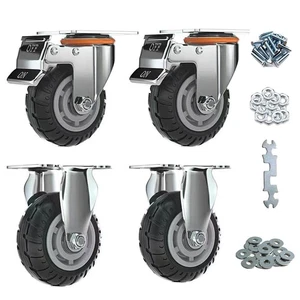 5 Zoll Laufrollen mit Bremse 2200lbs, Schwerlastrollen 4er Set für Wagen,... - Bild 1 von 7