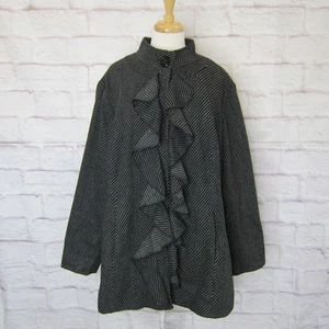 New! Fenn Wright Manson Black Ruffle Trim Button Front Jacket size 3X - Picture 1 of 7