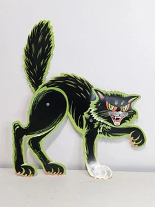 Vintage 1970er Pfeife Halloween schwarze Katze mit Gelenken ~ neu mit kleinen Schäden (siehe lesen) - Bild 1 von 14