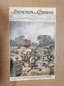 Cover La Domenica del Corriere 23. Juni 1918 Panzer in Villers-Bretonneux WW1 - Bild 1 von 1