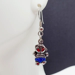 Orecchini Waldeck Johnson orsacchiotto lapislazzuli tono argento pendenti gancio traforato - Foto 1 di 24