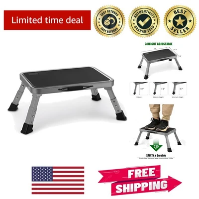 Adjustable Step Stool with Thick Rubber Feet - Ideal for Indoor & Outdoor Use - Image 1 of 4