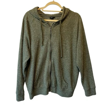 Sudadera con Capucha Torrid Fuzzy Waffle Tejido con Cremallera 2X Bolsillos Verdes Mangas Largas Para Mujer Foto 1 de 4