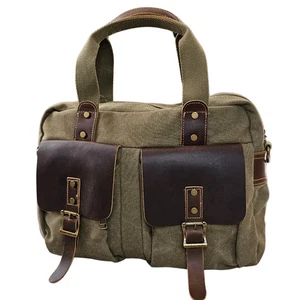 Bolso mensajero de hombro de lona de cuero vintage para hombre maletín cartera de negocios - Imagen 1 de 15