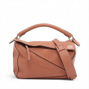 Loewe Puzzle Medium Leather 2 Way Shoulder Bag Brown - Picture 1 of 17