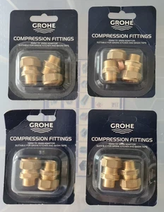 4 x Grohe Compression Fittings / 15mm To 12mm Adapter Couplers/46914000 For Taps - Picture 1 of 1