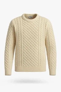 ARAN CRAFTS Fisherman Cable Knit Merino Wool Sweater Size S Made in Ireland A++ - Picture 1 of 5