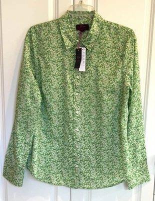 NUEVO CON ETIQUETAS J Crew Talla 12 Liberty Tela Verde/Multi Floral Slim Camisa Perfecta AJ409 Foto 1 de 4