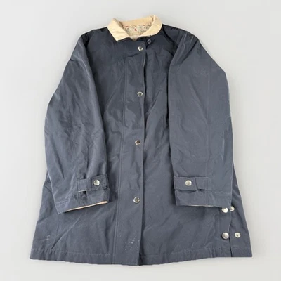 Abrigo de lluvia Liz Claiborne azul gabardina beige forro floral mediano Foto 1 de 4