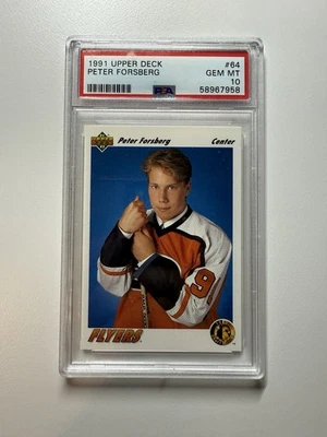 Peter Forsberg 1991 cubierta superior novatos PSA 10 Foto 1 de 2