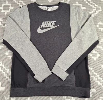 NIKE Boys Junior Long Sleeved Sweatshirt Grey Crew Neck XL 158-170cm Swoosh  - Image 1 of 4