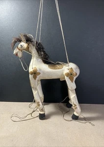 Antique Marionette Hand Painted Wooden Horse Puppet Show Moveable Limbs Head - Picture 1 of 19