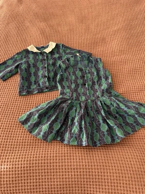 Conjunto Blusa Vestido De Colección Años 70 Niña Pequeña Azul Verde Púrpura Aprox Talla 3T 4T Floral Foto 1 de 4