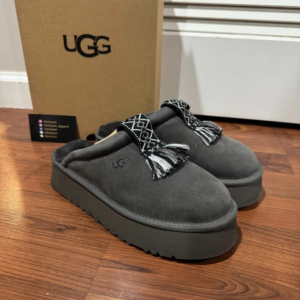 New With Box UGG Tazzle Platform Womens Clog Black Charcoal Chestnut - Image 1 of 1