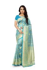 Women'S Banarasi Silk Saree With Unstitched Blouse Piece_Turquoise