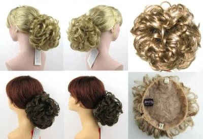 LARGE CURLY HAIR CHIGNON MESSY BUN UPDO WEDDING PAGEANT HAIRPIECE DRAWSTRING  - Image 1 of 4