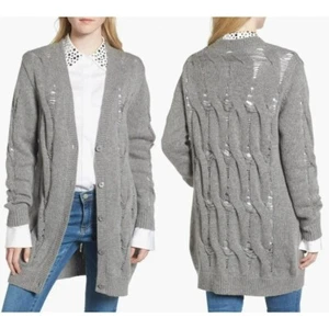 NWT New $248 AG Adriano Goldschmied Sandrine Longline Grey Wool Cardigan Size S - Picture 1 of 14