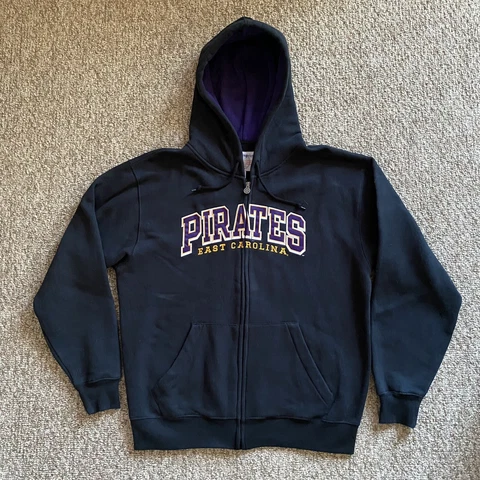 East Carolina Pirates Champion Hoodie Jacket Mens Large L Black Full Zip Heavy Cover