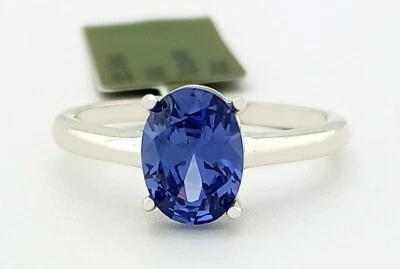 ANILLO DE TANZANITA DE PLATA DE LEY .925 CREADO EN LABORATORIO DE 1,55 QUILATES - Nuevo con etiqueta Foto 1 de 4