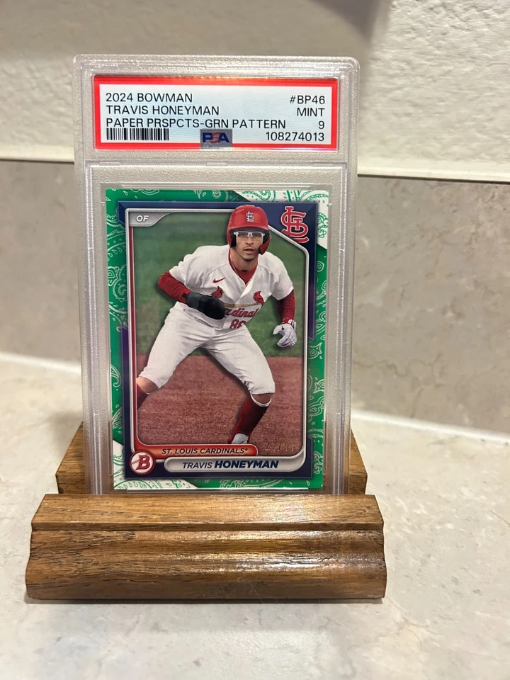 2024 BOWMAN PROSPECTS TRAVIS HONEYMAN GREEN SP /99 St. LOUIS CARDINALS PSA 9 - Image 1 of 2
