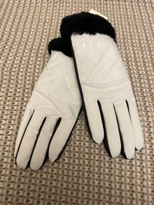 GUANTES INTELIGENTES UGG BLANCOS ACOLCHADOS NYLON PANTALLA TÁCTIL CON PIEL ~ L/X-L ~ NUEVOS CON ETIQUETAS Foto 1 de 2