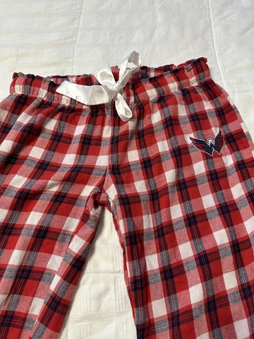 Washington Capitals NHL Hockey Red Flannel Pajama Bottoms Womens Large Cover