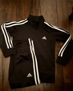 ADIDAS 2 Piece Track Suit Pants & Jacket Zip Up Sz 5 Black White Unisex - Picture 1 of 5