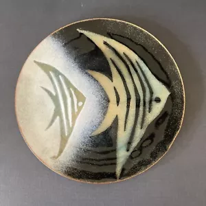 Vtg MCM Midcentury Modern Enamel on Copper Angelfish Fish Catch All Dish 50s 60s - Picture 1 of 5