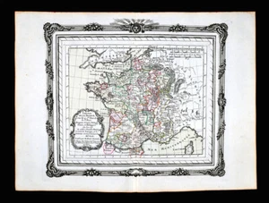 1766 Zannoni Map France 11th Century Hugues Capet Philippe I Battle of Hastings - Picture 1 of 3