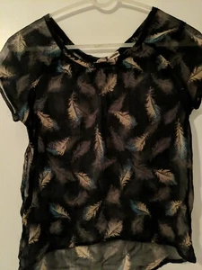 Juniors Size XS- Mudd- Semi Sheer Feather Blouse - Picture 1 of 6