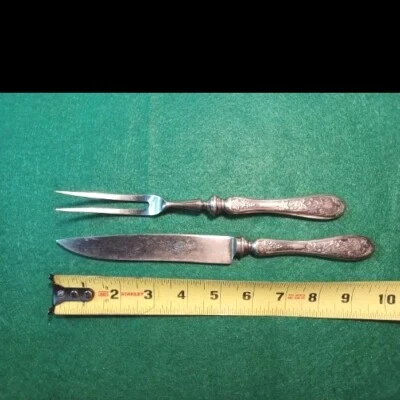 Vtg  Griffon Cutlery Works Germany Silver Plated Carving Set W/ Etched Pheasants - Image 1 of 4