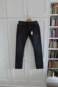 Jeans Saint Laurent D01 ricamati in denim nero lavato, taglia 30 - nuovi con etichette, prezzo consigliato £ 735 - Foto 1 di 11
