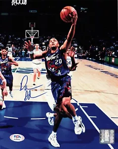 Damon Stoudamire Toronto Raptors autografo firmato 8 x 10 foto PSA DNA AJ43433 - Foto 1 di 2