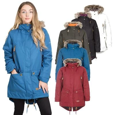 Chaqueta impermeable para mujer Trespass Clea Parka abrigo con capucha aislado a prueba de viento Foto 1 de 4