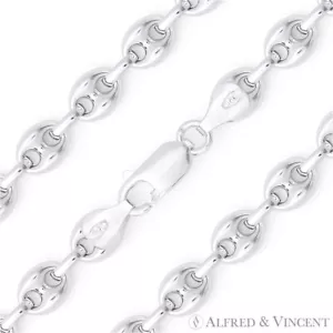 Collana Catena Maglia Marina Mariner Argento Sterling 8mm Cava Puffato Cava Italia .925 - Foto 1 di 2