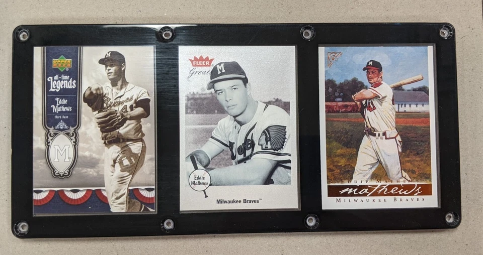 EDDIE MATHEWS 3 CARD PLAQUE MILWAUKEE BRAVES   - Image 1 of 1