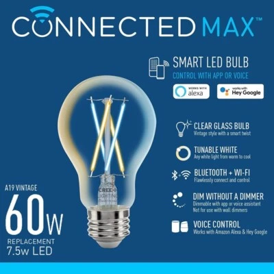 CREE Connected MAX 60W Smart LED Bulb CMA19-60W-AL-9TW-GL - Image 1 of 4