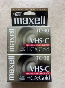 Maxell HGX-Gold TC-30 Blank VHS-C Camcorder Cassette Tape 2-Pack - Picture 1 of 3