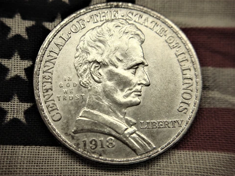 1918 ILLINOIS COMMEMORATIVE HALF DOLLAR - NICE, HIGH END COIN Cover