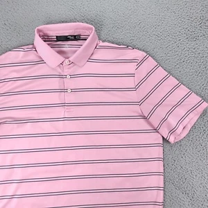Ralph Lauren RLX Golf Polo Shirt Men Large Pink Black Stripe No Logo Performance - Picture 1 of 22