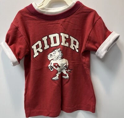 Vintage RIDER UNIVERSITY“AJ” the Bronc Youth T-Shirt Size 7 Single Stitch USA - Image 1 of 4